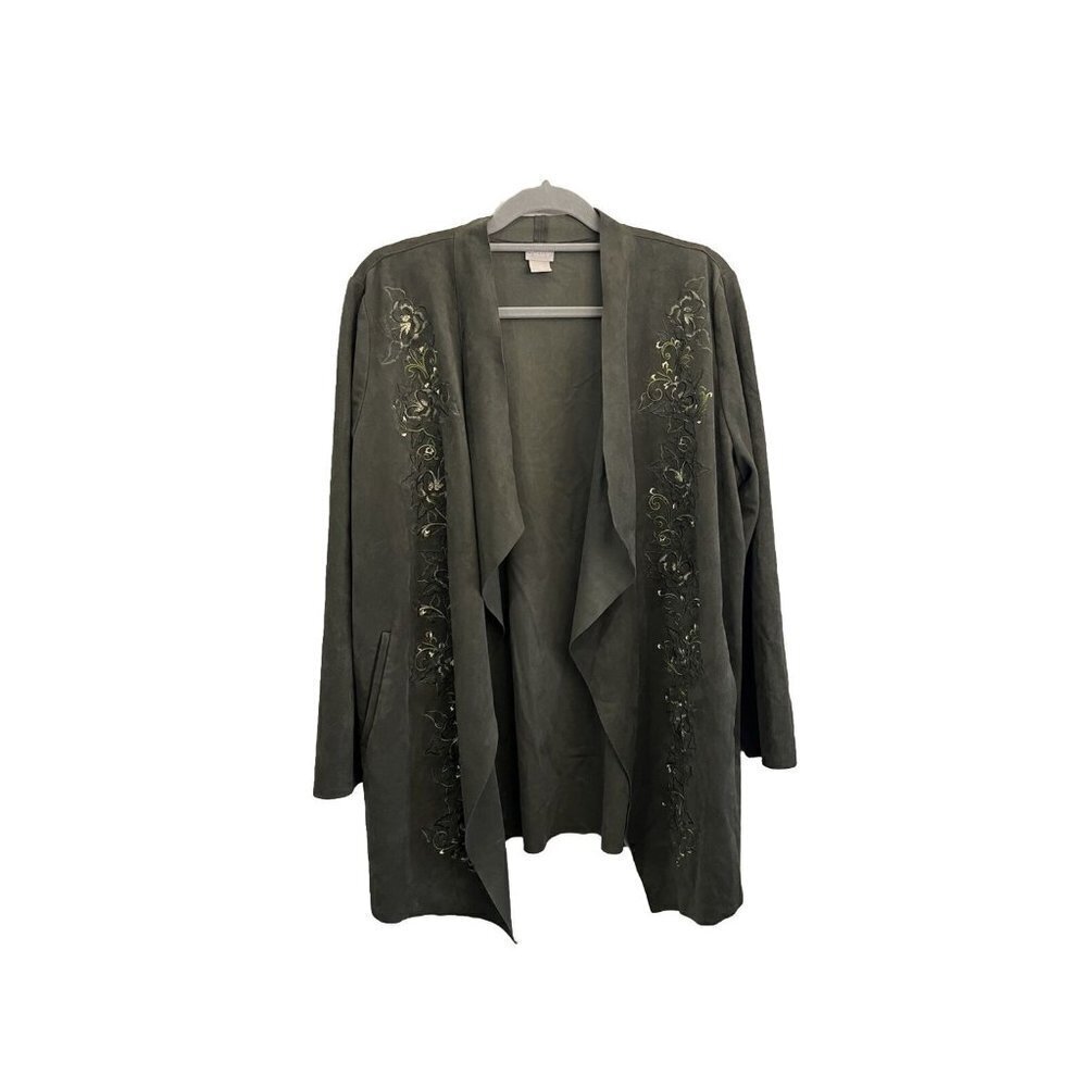 Chico's Olive Green Open-Front Utility Jacket